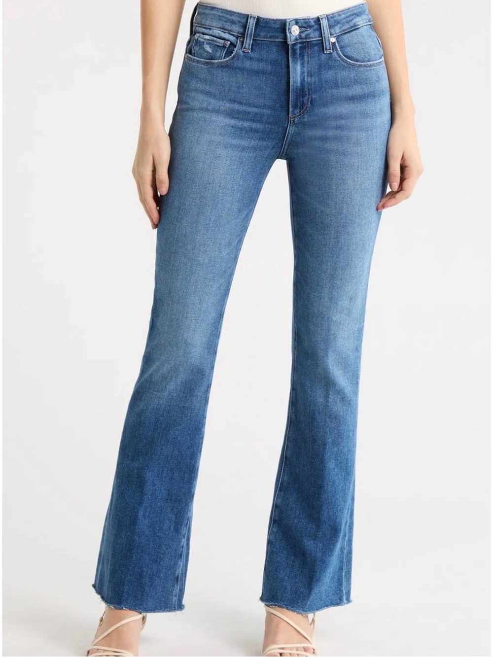 PAIGE | High Rise Laurel Canyon Bootcut Jeans with Raw Hem | Sz 29